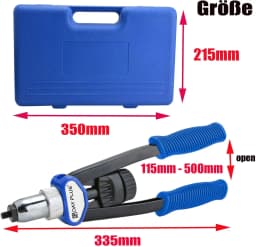 DayPlus Profi Nietmutternzange Set Blindnietzange Set Nietmaschine Gewinde Nuss Nieten M5 - M12 Werkzeug Mit 150 Nietmuttern