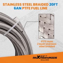 Stainless Steel PTFE Fuel Line Hose 6M 20FT AN6 -6 AN Swivel Fitting Return Kit