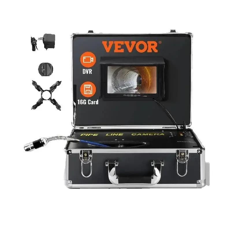 SucceBuy Sewer Camera 7" Screen Pipeline Inspection Camera w/ DVR Function Waterproof Camera w/12 Adjustable LEDs 16 GB SD Card