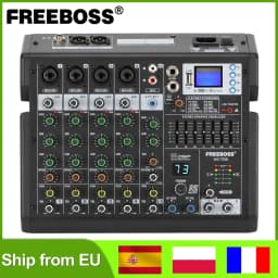 FREEBOSS 99 Effects 7 Band EQ Audio Sound Mixer 6 Channels Bluetooth USB Play Record Mixing Console for DJ Studio Karaoke AG-TD6