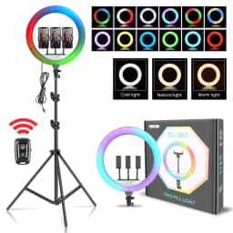 RGB Ring Light 14 inch with Tripod Stand for Phone Camera iPad Selfie Live Stream YouTube Video Shooting Best Lighting