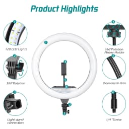 RGB Ring Light 14 inch with Tripod Stand for Phone Camera iPad Selfie Live Stream YouTube Video Shooting Best Lighting