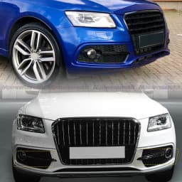 For 2013-17 Audi SQ5 Q5 S-Line Front Bumper Fog Light Grille Cover with Black Trim