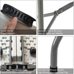 Garden Table Foldable 180x76 cm Carrying Handle Plastic 8 People Buffet Table Camping Folding White