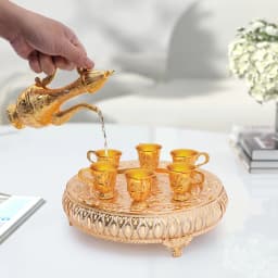 1 Teapot 6 Teacups with Tray European Tea Service Set Zinc Alloy Drinkware Afternoon Tea Party