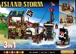 HOGOKIDS Pirate Ship Wharf Building Toy with LED–Medieval Pirate House BuildingBlock Set, Architecture for Kids6+ Birthday Gift