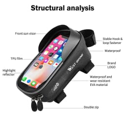 WEST BIKING Bicycle Bag High Quality EVA Waterproof Top Tube Bike Bag Touchscreen Cell Mobile Phone Bag 6.5 inch Phone Case