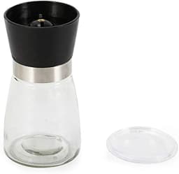 6Pcs Manual Pepper Mill Salt Mill Pepper Grinder Spice Mill Glass Set Salt Cumin Sesame Grinder Black 180ml