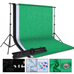 SH Photo Studio LED Softbox Lighting Kit Boom Arm Background Support Stand 3 Color Green Backdrop for Photography Video Shooting