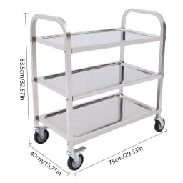 3 Floors Stainless Steel Serving Trolley Transport Cart Kitchen Roller Wheelcart Storage Rack Stand