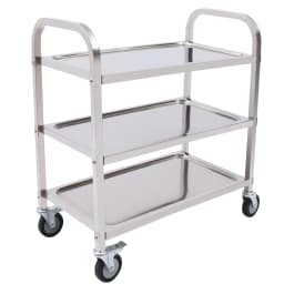 3 Floors Stainless Steel Serving Trolley Transport Cart Kitchen Roller Wheelcart Storage Rack Stand