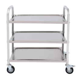 3 Floors Stainless Steel Serving Trolley Transport Cart Kitchen Roller Wheelcart Storage Rack Stand