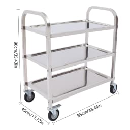 3 Floors Stainless Steel Serving Trolley Transport Cart Kitchen Roller Wheelcart Storage Rack Stand