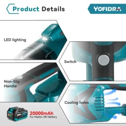YOFIDRA 1500W Electric Vacuum Cleaner Cordless Multi-function Cleaner Handheld Cleaning Snow Dust Tool For Makita Battery Pin