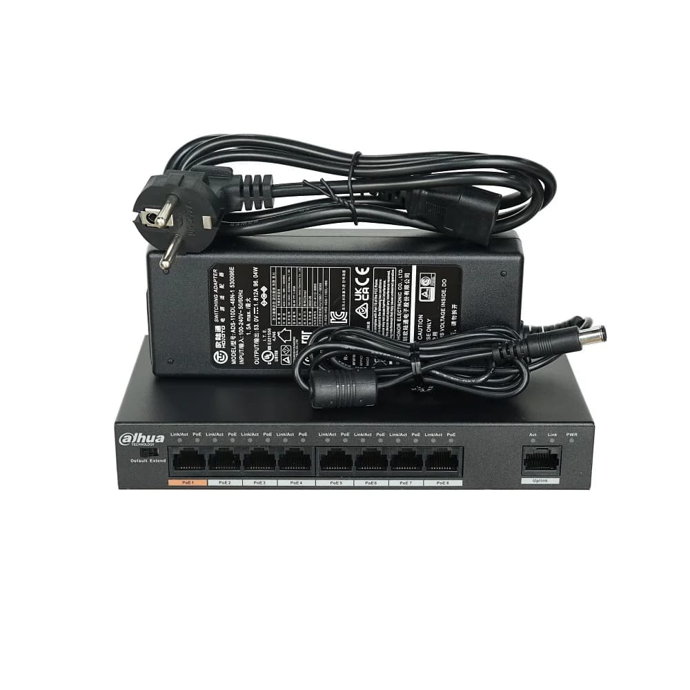 Dahua DH-S4500C-8ET1ET-DPWR 8-Port PoE Switch (Unmanaged), Support IEEE802.3af, IEEE802.3at Standard, POE Network Switch