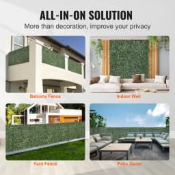 SucceBuy Ivy Privacy Fence Artificial Green Wall Screen with Strengthened Joint Faux Hedges Vine Leaf Decoration for Garden
