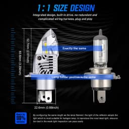 NOVSIGHT LED H4 Car Lights 9003 HB2 Hi/Lo Car Headlight Bulbs Mini Car 1:1 Design 70W 12000LM 6000K 12V Plug and Play Auto Lamp