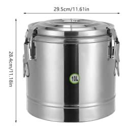 10L Insulated Stainless Steel Soup Container 12h Temperature Retention with Handles & Lockable Lid, for Home/Commercial Use