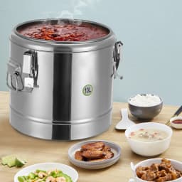 10L Insulated Stainless Steel Soup Container 12h Temperature Retention with Handles & Lockable Lid, for Home/Commercial Use
