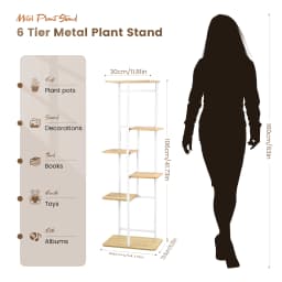 Plant Stands with 6 Floors,106 cm Flower Rack Indoor White Corner Interior, Multiple Plants Flower Stands, Stepped Plant Holder