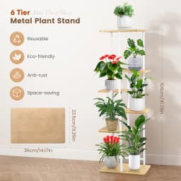 Plant Stands with 6 Floors,106 cm Flower Rack Indoor White Corner Interior, Multiple Plants Flower Stands, Stepped Plant Holder
