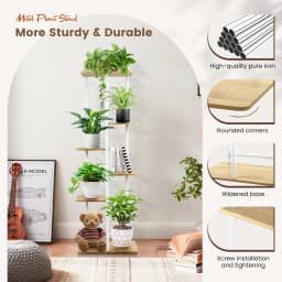 Plant Stands with 6 Floors,106 cm Flower Rack Indoor White Corner Interior, Multiple Plants Flower Stands, Stepped Plant Holder