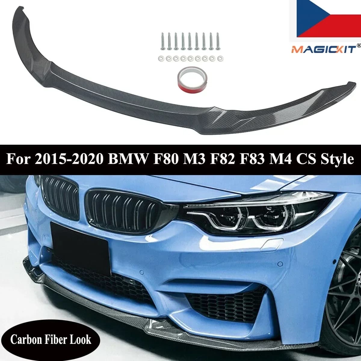 Front Bumper Lip for BMW M3 M4 F80 F82 F83 2015+ Diffuser Splitter Cover Gurad Protector Kits CS Style Tuning
