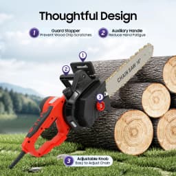 9 Teeth Chainsaw 7018 Motor 2KW Strong Power 16in All Copper Red 220V Electric Saw Chain with Metal Gear 800r/min
