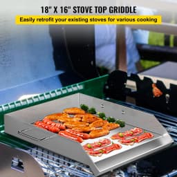 VEVOR Square Grill Plate 16x18in Stainless Steel Tripple Burner Stove Griddle Flat Top Plate for outdoor Triple Burner Stove
