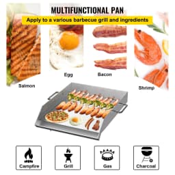 VEVOR Square Grill Plate 16x18in Stainless Steel Tripple Burner Stove Griddle Flat Top Plate for outdoor Triple Burner Stove