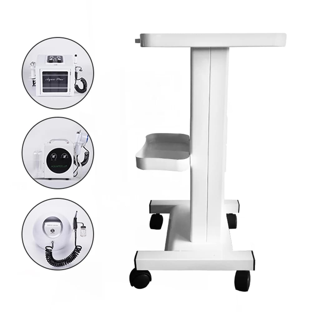2-tier Salon Trolley with Socket Stand Rolling Cart Beauty Wheel Holder Spa Cart White 220V