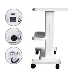 2-tier Salon Trolley with Socket Stand Rolling Cart Beauty Wheel Holder Spa Cart White 220V