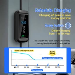 Kolanky Type 2 Portable EV Charger 11KW 16A 3 Phase Charging Cable 10m CEE Plug for Electric Vehicle Car Timer Adjust Current