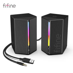 FIFINE Gaming Sound Box with Stereo Surround Sound, USB RGB Speaker with Vol Control for PC,Lattop,PS4/5,TV-Ampligame A20