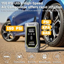 GKFLY 4000A 7000A Jump Starter 4 in 1 Pump Air Compressor Power Bank 12V Digital Tire Inflator 150PSI Emergency Battery Booster