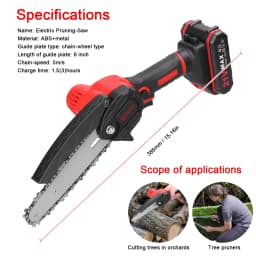 21V 6inch Portable Electric Chainsaw Electric Pruning Saws One-handed Woodworking Tool Garden Orchard Wood Splitting Chainsaw