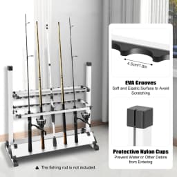 Fish Rod Rack Organizer Stand with 24 Groove Adjustable Height 73x32x72cm