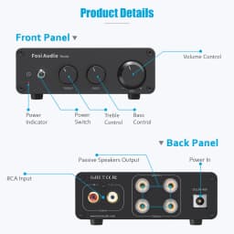 Fosi Audio 300Wx2 HiFi Sound Power Amplifier Upgrade New TB10D TPA3255 Class D Stereo Amp With Treble Bass For Home Speaker