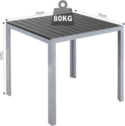 Garden Table Aluminum +Wood-plastic WPC, Dining Table, Bistro Balcony Patio Table,Heat and Weather Resistant,Non-slip,75cm,Black