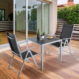 Garden Table Aluminum +Wood-plastic WPC, Dining Table, Bistro Balcony Patio Table,Heat and Weather Resistant,Non-slip,75cm,Black