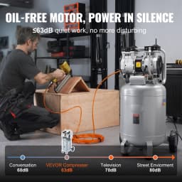 SucceBuy 13 Gallon Air Compressor Portable 2HP Oil Free Air Compressor for Auto Repair Tire Inflation Spray Painting Woodwork