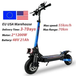 USA EU Dual Motor Electric Scooter, Foldable Scooter, Max Speed 55km, 10Inch Max Mileage, 70km, H, 2400W