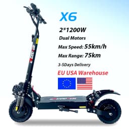 USA EU Dual Motor Electric Scooter, Foldable Scooter, Max Speed 55km, 10Inch Max Mileage, 70km, H, 2400W