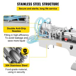 SucceBuy 100-1000ML Pneumatic Liquid Filling Machine with Double Nozzles Commercial Automatic Bottle Filler for Cosmetic Drinks