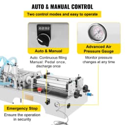 SucceBuy 100-1000ML Pneumatic Liquid Filling Machine with Double Nozzles Commercial Automatic Bottle Filler for Cosmetic Drinks