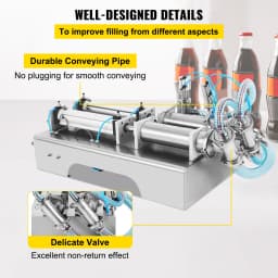 SucceBuy 100-1000ML Pneumatic Liquid Filling Machine with Double Nozzles Commercial Automatic Bottle Filler for Cosmetic Drinks