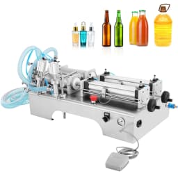 SucceBuy 100-1000ML Pneumatic Liquid Filling Machine with Double Nozzles Commercial Automatic Bottle Filler for Cosmetic Drinks