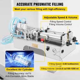 SucceBuy 100-1000ML Pneumatic Liquid Filling Machine with Double Nozzles Commercial Automatic Bottle Filler for Cosmetic Drinks