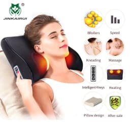 Black Shiatsu Massager Infrared Heat Neck Shoulder Back Body Multifunctional Massage Pillow Device Cervical Healthy Massageador