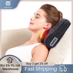 Black Shiatsu Massager Infrared Heat Neck Shoulder Back Body Multifunctional Massage Pillow Device Cervical Healthy Massageador